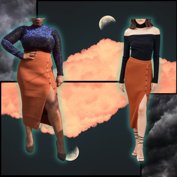 Button Detail Midi Skirt - Picture 1 of 4